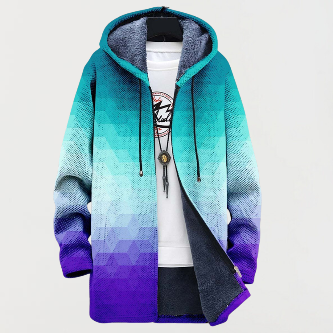 Giacca di Transizione con Motivo Esagonale in blu - Veronica di Amora Moda