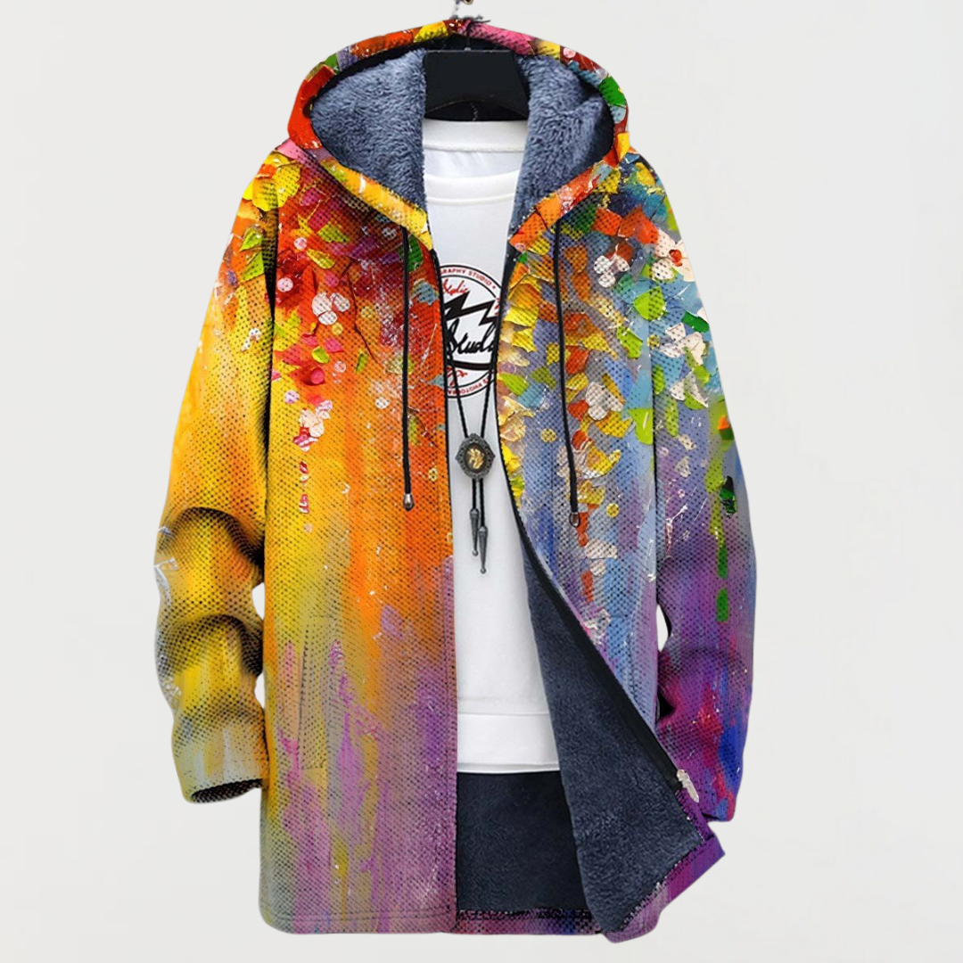 Cappotto con Elementi Artistici Astratti in multicolore - Paolina di Amora Moda, foto 2