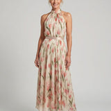 Aurelle | Abito Midi Floreale con Collo All'Americana