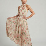 Aurelle | Abito Midi Floreale con Collo All'Americana
