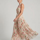 Aurelle | Abito Midi Floreale con Collo All'Americana