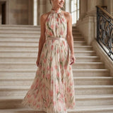 Aurelle | Abito Midi Floreale con Collo All'Americana