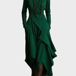Abito Maxi Asimmetrico in Maglia con Collo Alto - Teresa di Amora Moda, foto 3
