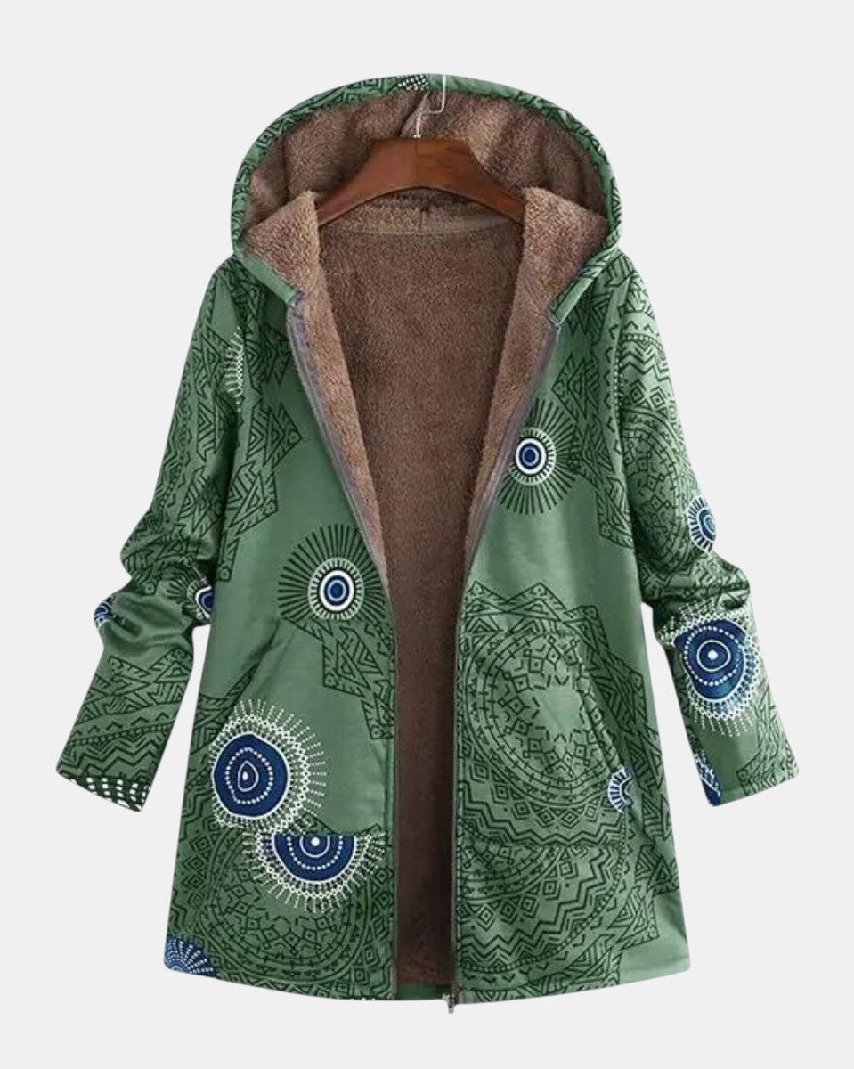 Giacca Sherpa con Motivo Tribale in verde - Isotta di Amora Moda, foto 2