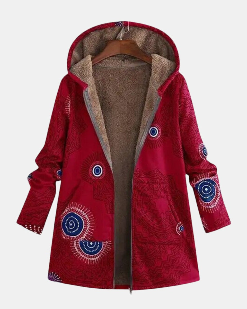 Giacca Sherpa con Motivo Tribale in rosso - Isotta di Amora Moda, foto 3
