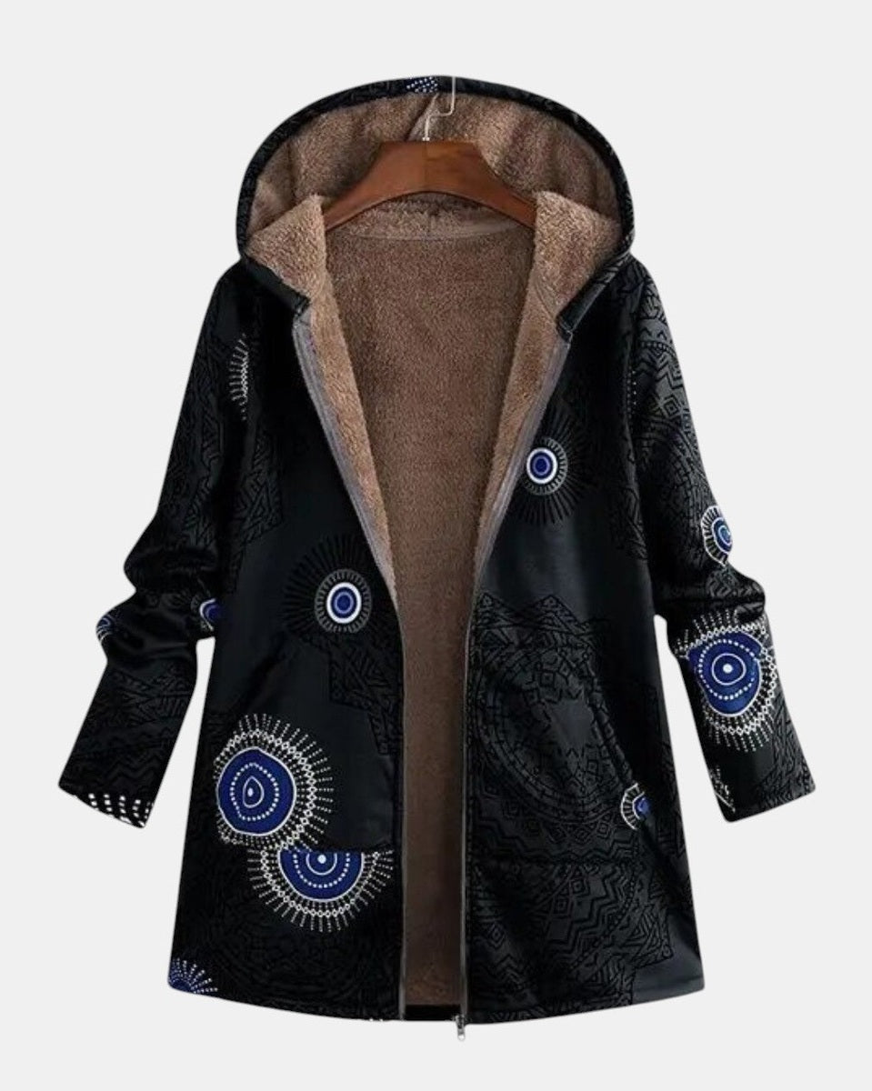 Giacca Sherpa con Motivo Tribale in nero - Isotta di Amora Moda