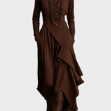 Abito Maxi Asimmetrico in Maglia con Collo Alto - Teresa di Amora Moda, foto 5