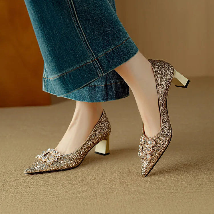 Décolleté con Glitter in oro - Cordelia di Amora Moda