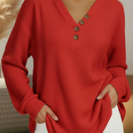Maglione Semplice con Scollo a V in rosso - Laura di Amora Moda, foto 3