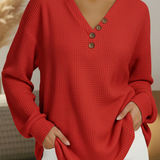 Maglione Semplice con Scollo a V in rosso - Laura di Amora Moda, foto 3