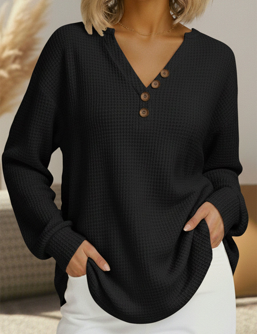 Maglione Semplice con Scollo a V in nero - Laura di Amora Moda, foto 4
