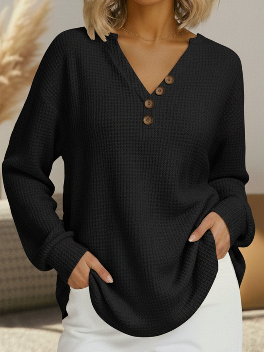 Maglione Semplice con Scollo a V in nero - Laura di Amora Moda, foto 4