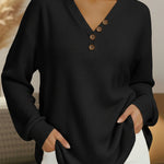 Maglione Semplice con Scollo a V in nero - Laura di Amora Moda, foto 4