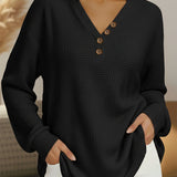 Maglione Semplice con Scollo a V in nero - Laura di Amora Moda, foto 4
