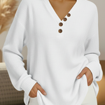 Maglione Semplice con Scollo a V in bianco - Laura di Amora Moda