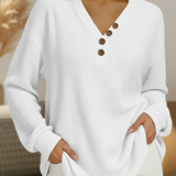 Maglione Semplice con Scollo a V in bianco - Laura di Amora Moda