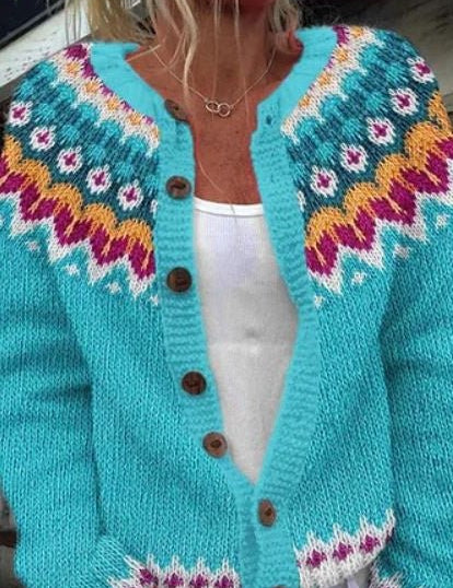 Cardigan con Motivo Norvegese in azzurro chiaro - Evelina di Amora Moda
