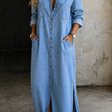 Abito con Bottoni in blu scuro - Delia di Amora Moda, foto 3