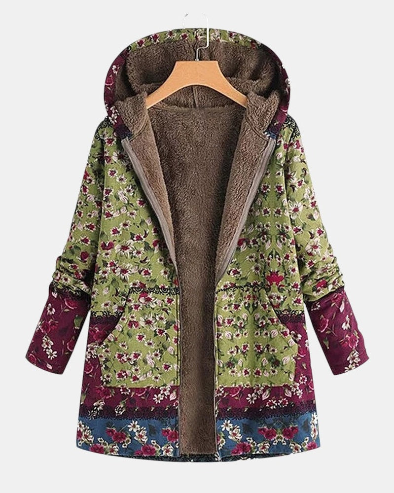 Giacca Cottagecore Verde-bordeaux con Motivo Floreale - Lara di Amora Moda