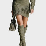 Abito Mini Verde in Viscosa con Scollo Incrociato - Viola di Amora Moda, foto 3