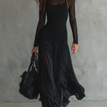Abito Maxi Nero con Scollo Largo - Enrica di Amora Moda