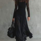 Abito Maxi Nero con Scollo Largo - Enrica di Amora Moda