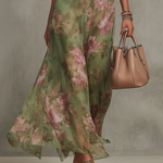 Maxi Abito Floreale Verde con Scollo all'Americana - Serena di Amora Moda, foto 4