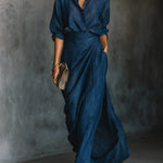 Completo con Maglia e Gonna Lunga in blu - Francesca di Amora Moda