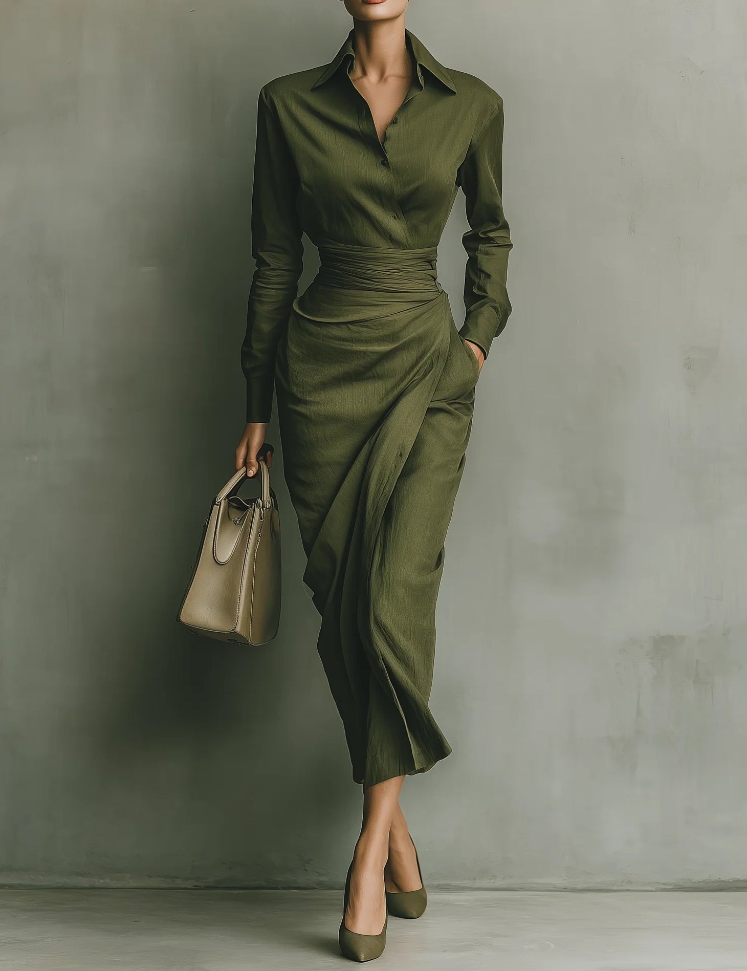 Abito Maxi Elegante e Aderente in verde - Caterina di Amora Moda