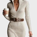 Abito Midi in Maglia con Cintura e Collo Alto - Gabriella di Amora Moda, foto 2