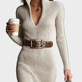 Abito Midi in Maglia con Cintura e Collo Alto - Gabriella di Amora Moda, foto 2