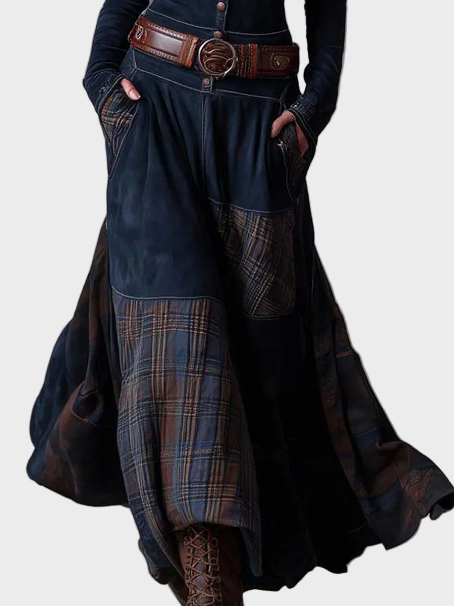 Abito Maxi in Camoscio Blu Navy con Cintura - Elena di Amora Moda, foto 9