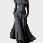 Abito Maxi in Camoscio Blu Navy con Cintura - Elena di Amora Moda, foto 4