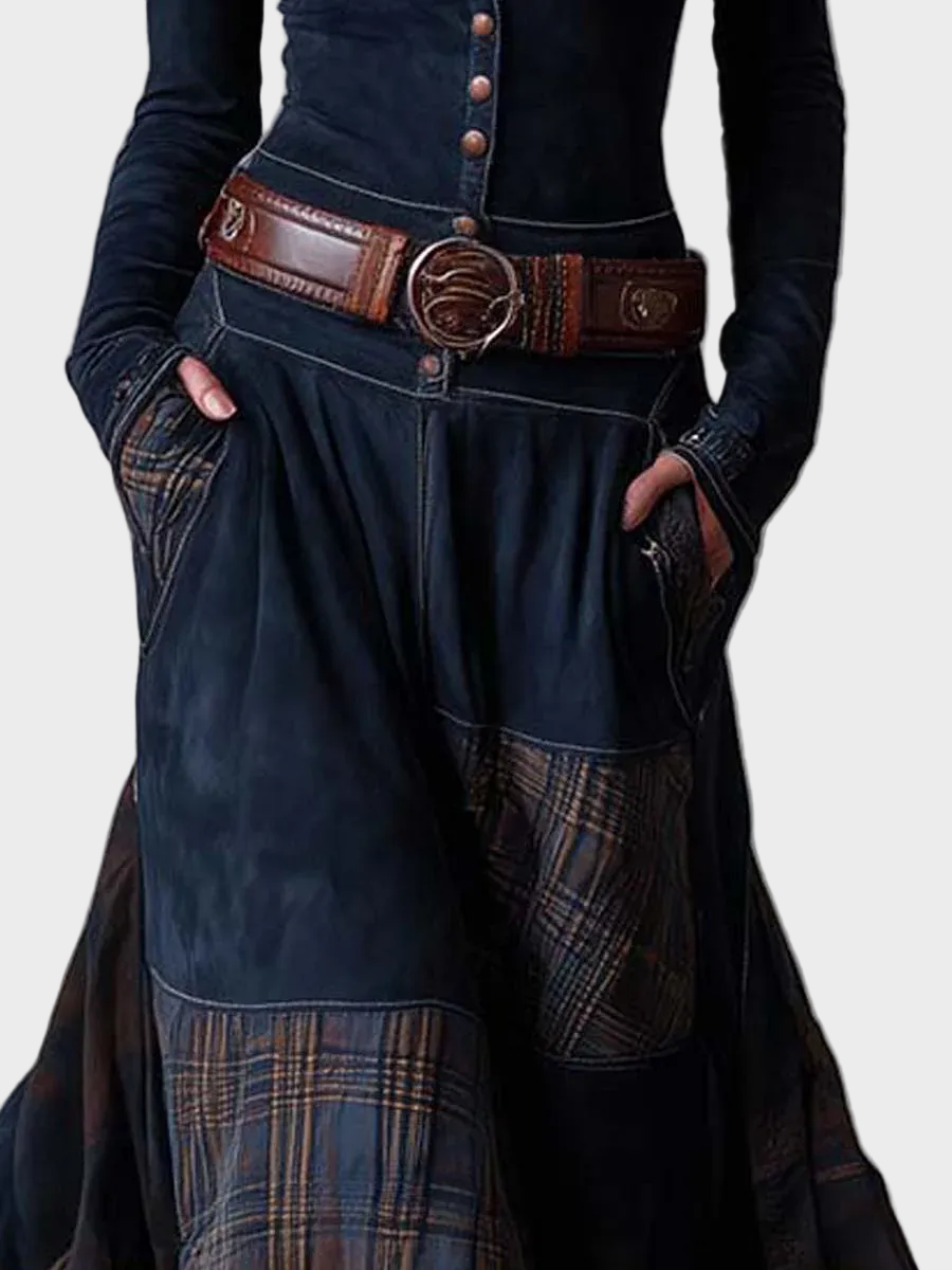 Abito Maxi in Camoscio Blu Navy con Cintura - Elena di Amora Moda, foto 8