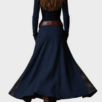 Abito Maxi in Camoscio Blu Navy con Cintura - Elena di Amora Moda, foto 10