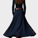 Abito Maxi in Camoscio Blu Navy con Cintura - Elena di Amora Moda, foto 10