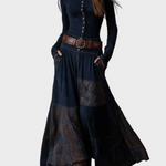 Abito Maxi in Camoscio Blu Navy con Cintura - Elena di Amora Moda, foto 6