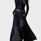Abito Maxi in Camoscio Blu Navy con Cintura - Elena di Amora Moda, foto 6