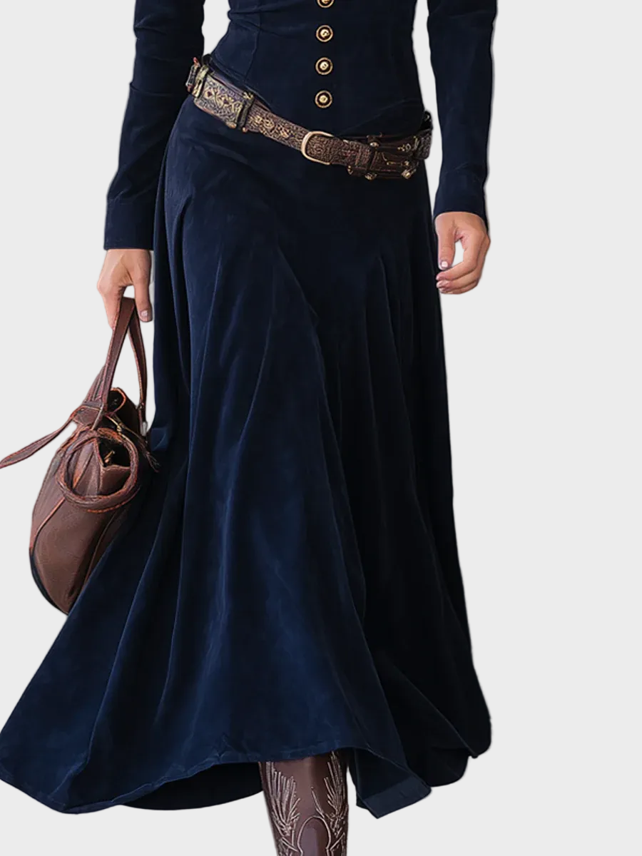 Abito Maxi in Camoscio con Cintura - Iolanda di Amora Moda, foto 3