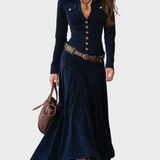 Abito Maxi in Camoscio con Cintura - Iolanda di Amora Moda