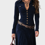 Abito Maxi in Camoscio con Cintura - Iolanda di Amora Moda, foto 2