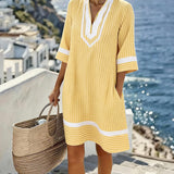 Beatrice | Abito Vintage a Righe con Scollo a V