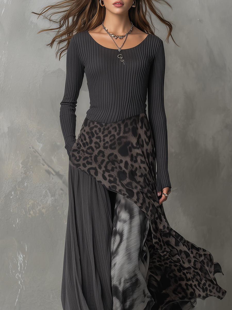 Abito Lungo con Stampa Leopardata - Martina di Amora Moda, foto 3
