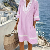 Beatrice | Abito Vintage a Righe con Scollo a V