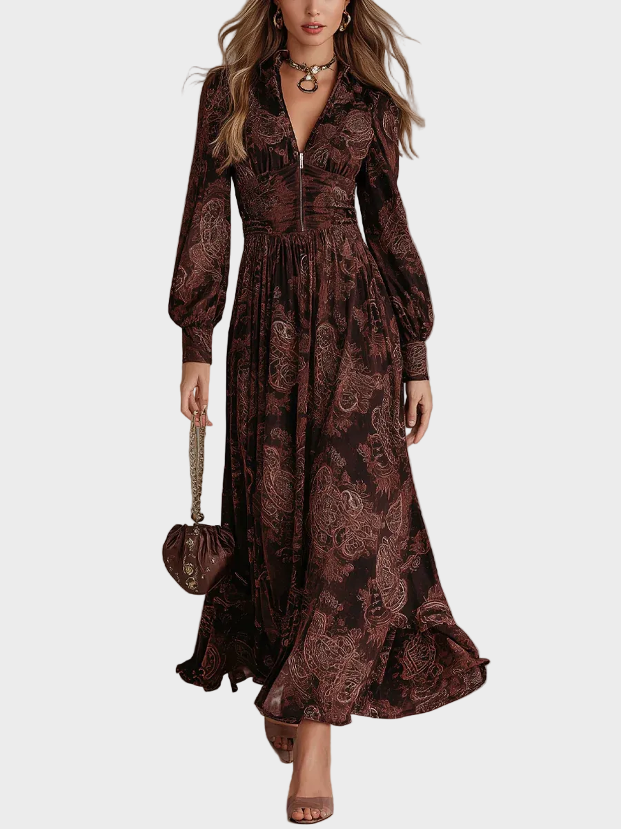 Abito Midi Sagomato in marrone - Romana di Amora Moda