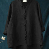 Sanela | Camicia Casual in Cotone e Lino con Volant Elegante