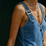Abito Lungo in Denim con Bottoni - Vera di Amora Moda, foto 3