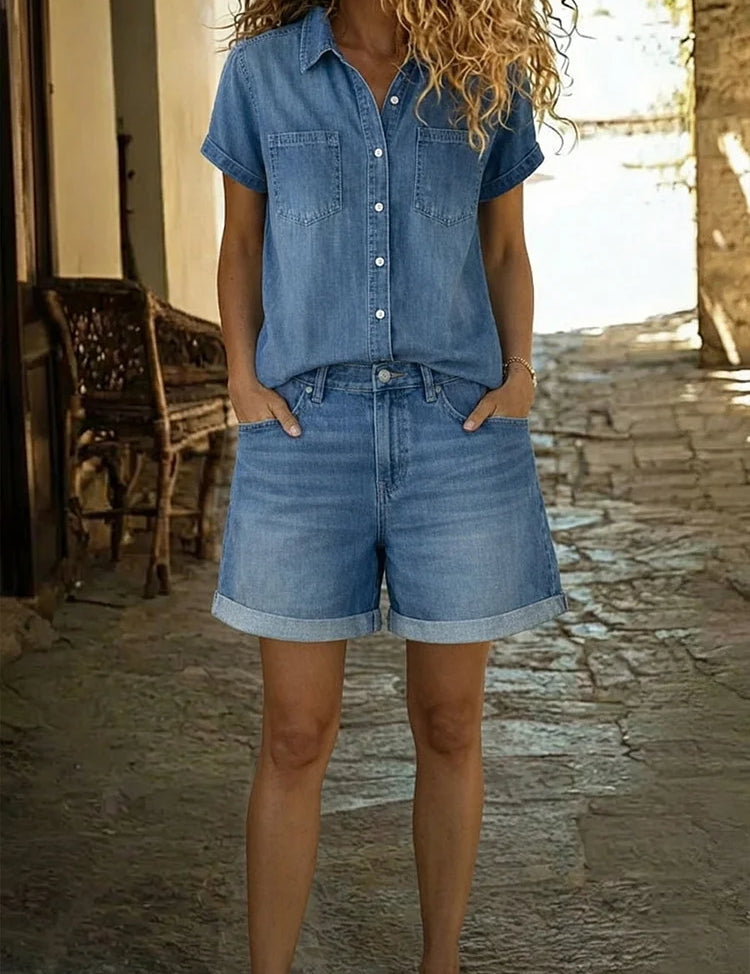 Completo Corto e Comodo in Denim - Stefania di Amora Moda, foto 2