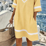 Beatrice | Abito Vintage a Righe con Scollo a V