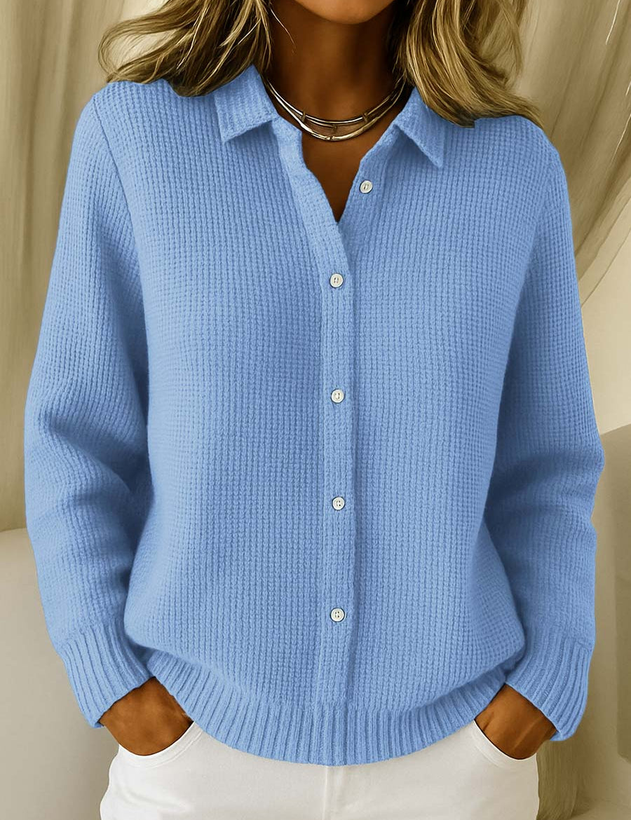 Giacca a Maglia Strutturata con Bottoni in blu - Rosaria di Amora Moda, foto 4